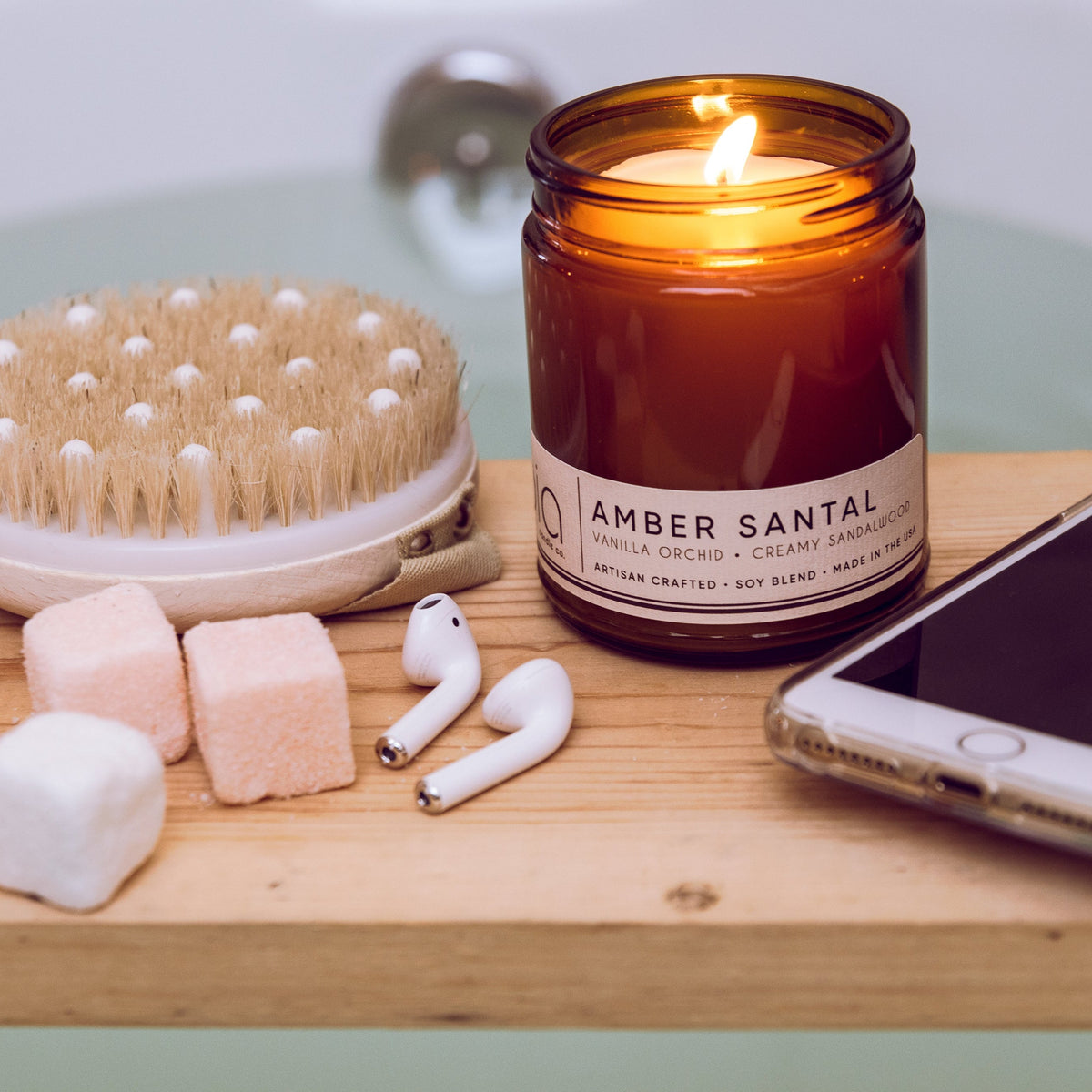 Amber Santal Soy Blend Candle — Sweet Amber, Creamy Sandalwood & Vanilla Orchid by Bia Candle Co – view 8