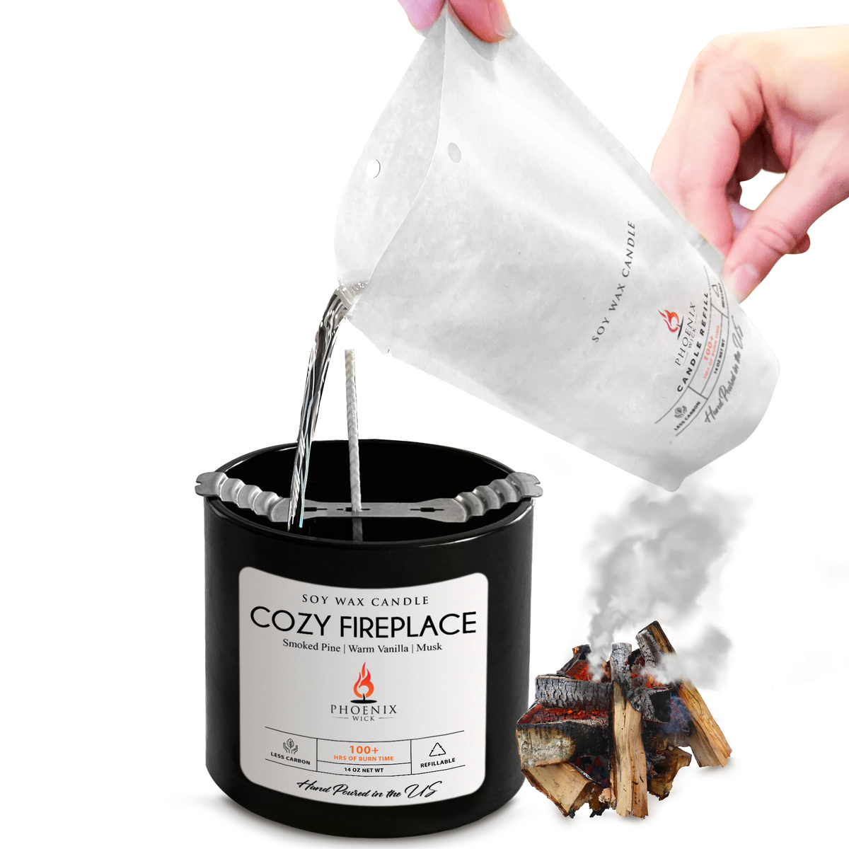 Cozy Fireplace - Candle-Making Kit + Jar by Phoenix Wick