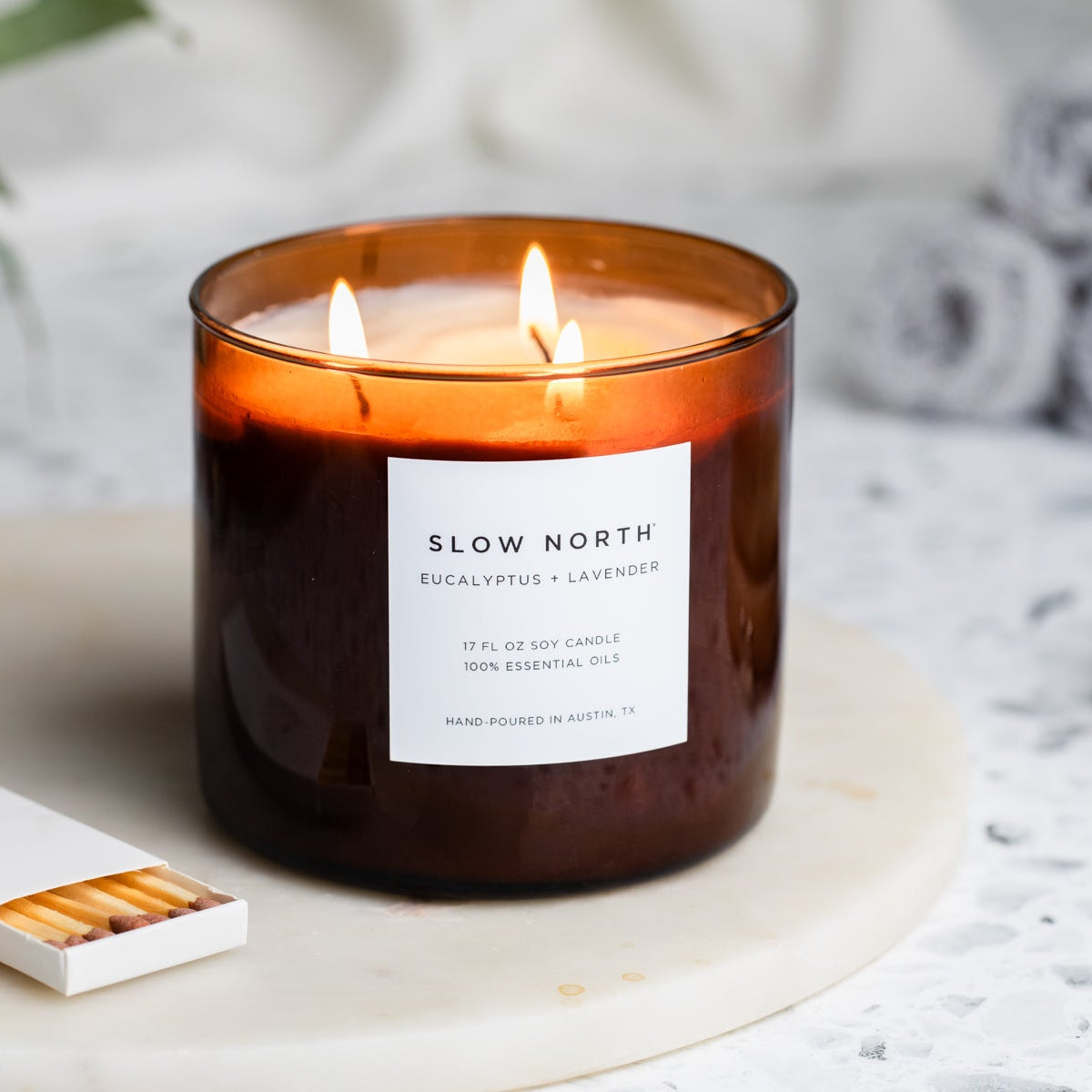 Eucalyptus + Lavender - Signature 3-Wick Candle by Slow North – view 2