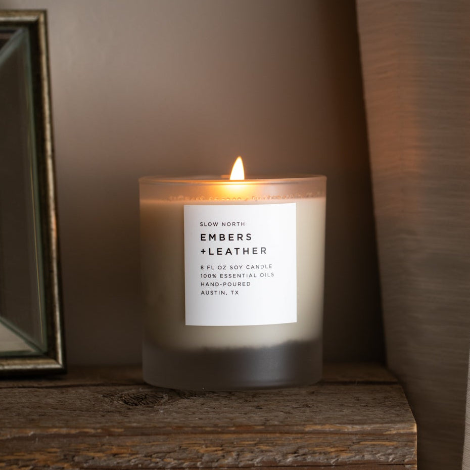 Embers + Leather - Signature Candle (Vetiver + Cedar + Patchouli) by Slow North