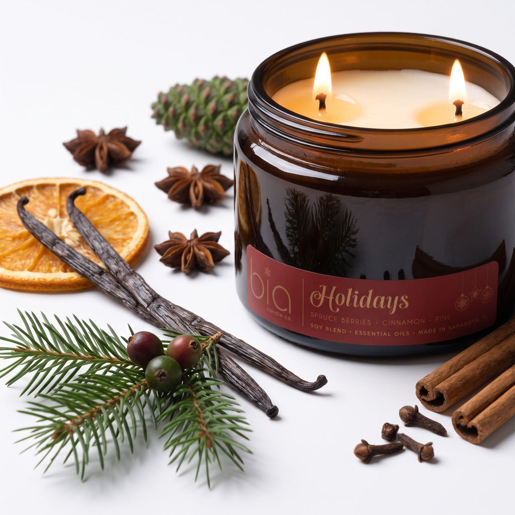 Holidays Soy Blend Candle — Cinnamon, Orange Peel, Pine & Vanilla by Bia Candle Co – view 13