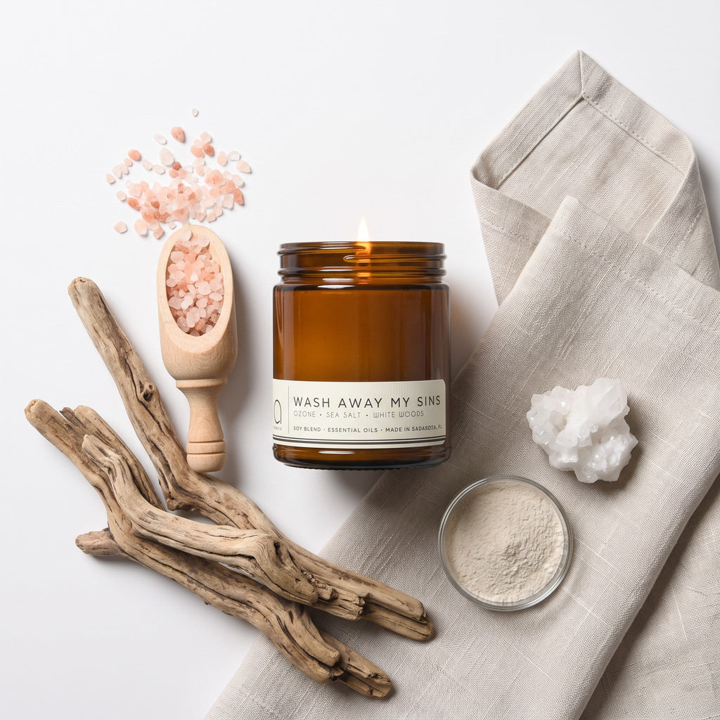Wash Away My Sins Soy Blend Candle — Sea Salt, Water Lily & White Woods by Bia Candle Co – view 5