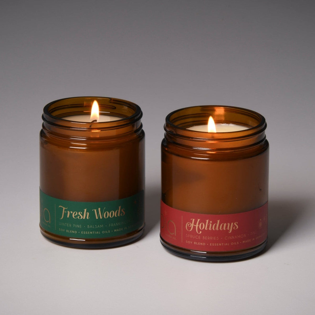 Fresh Woods + Holidays Holiday Duo — 2-Piece Christmas Soy Blend Candle Set by Bia Candle Co