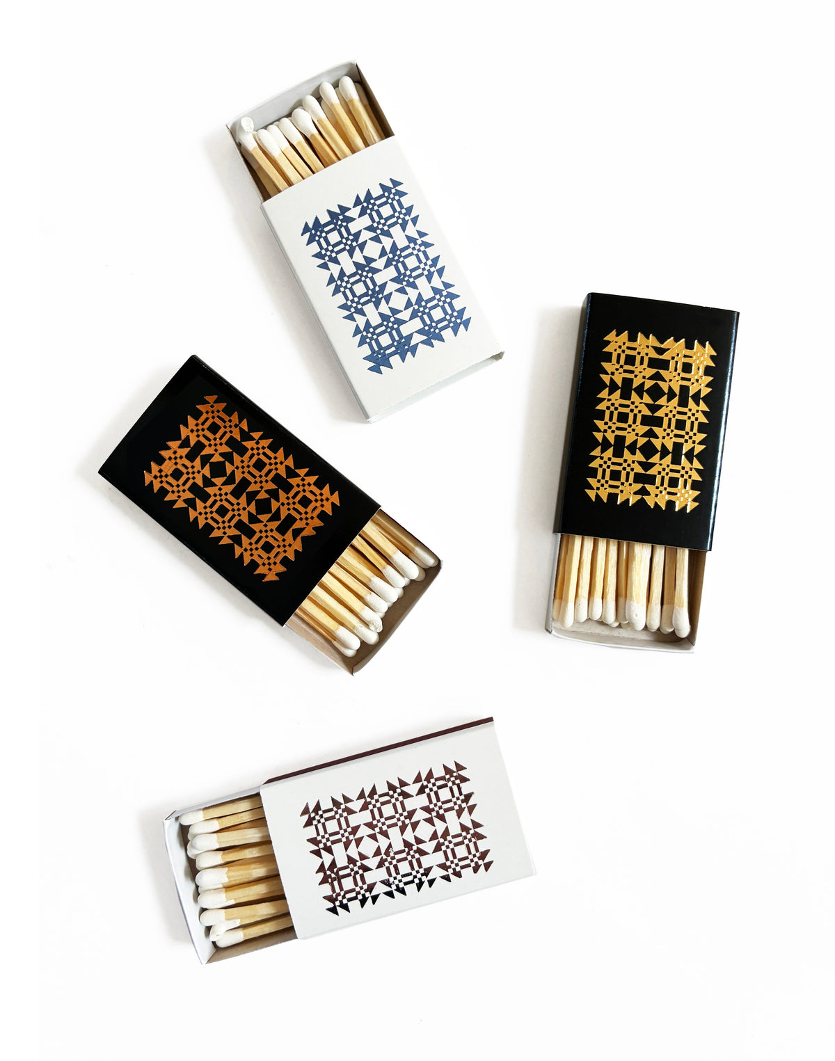 Cozy Quilt Matchbox | Folk Art Candle Matches | Vintage Decor by Studio Portmanteau – view 4