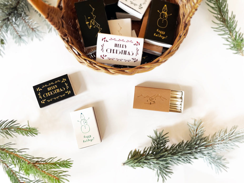 Snow Capped Mountains Gold Foil Matchbox | Hygge Gift | Cozy Candle Tool by Studio Portmanteau – view 9