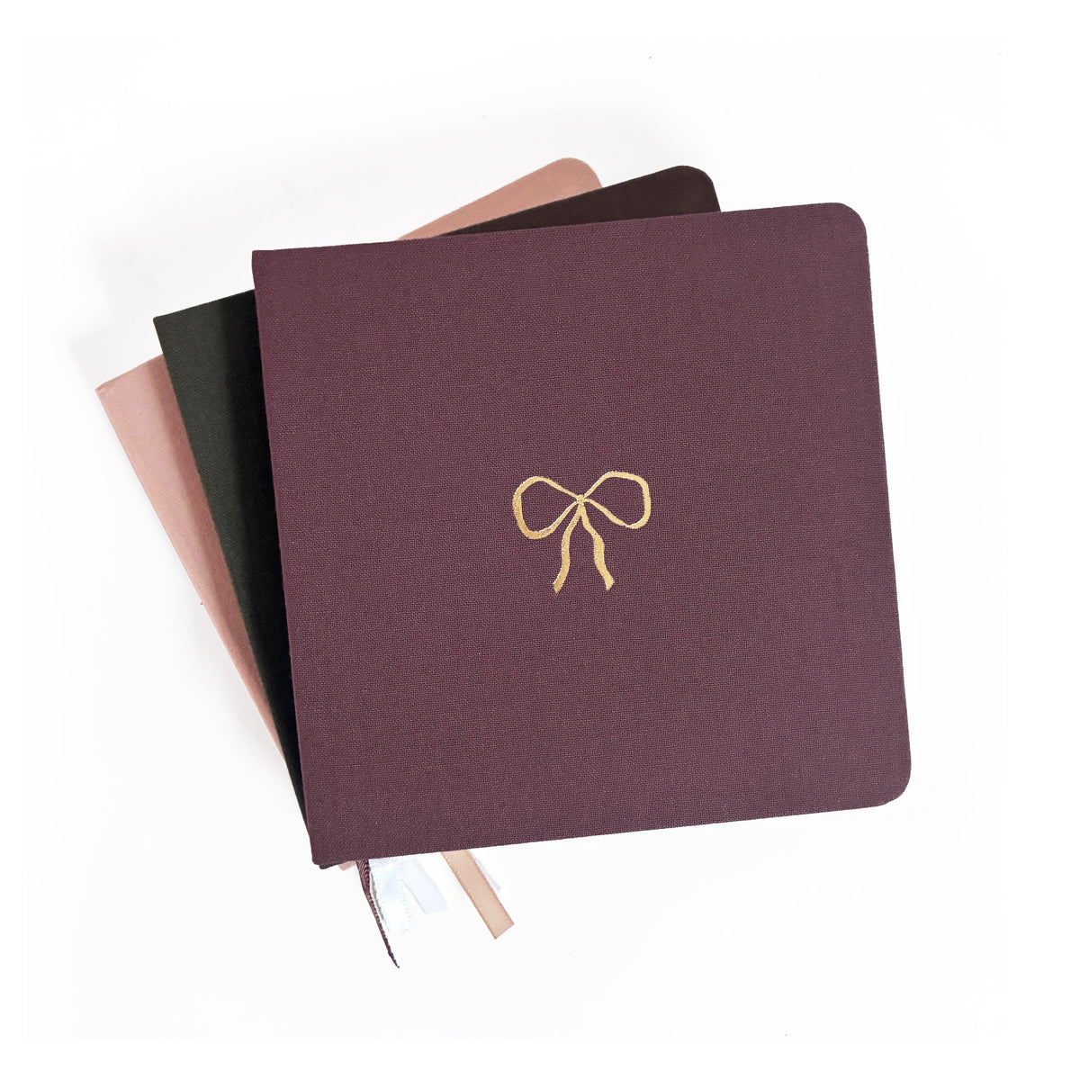 Vintage Bow Foil Embossed Square Linen Notebook by Studio Portmanteau
