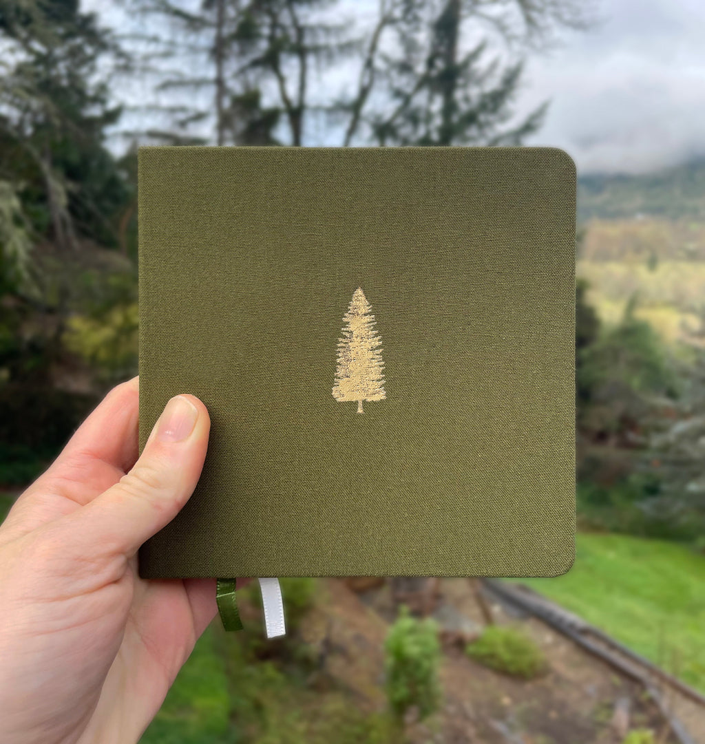 Noble Fir Tree Foil Embossed Square Linen Notebook by Studio Portmanteau – view 5