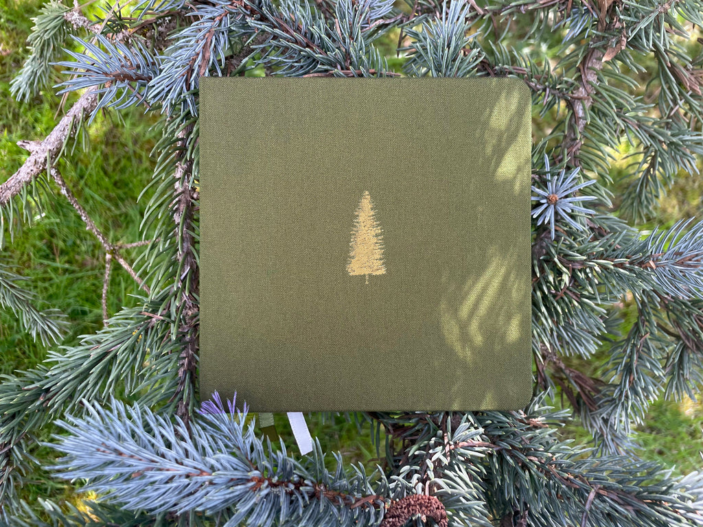 Noble Fir Tree Foil Embossed Square Linen Notebook by Studio Portmanteau – view 2