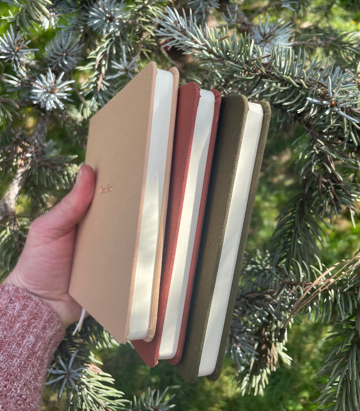 Noble Fir Tree Foil Embossed Square Linen Notebook by Studio Portmanteau – view 6
