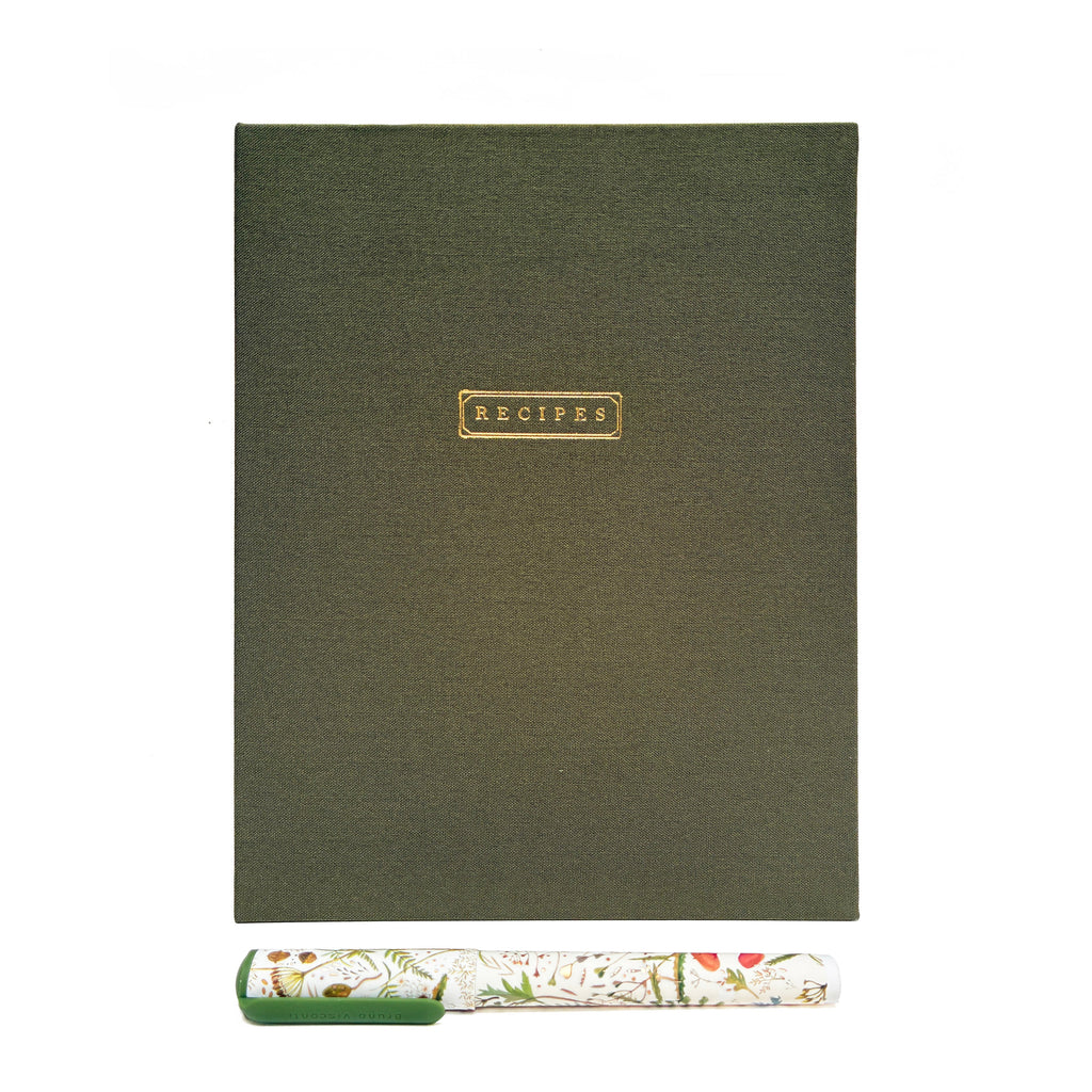 Olive Green Linen Recipes Binder by Studio Portmanteau – view 2