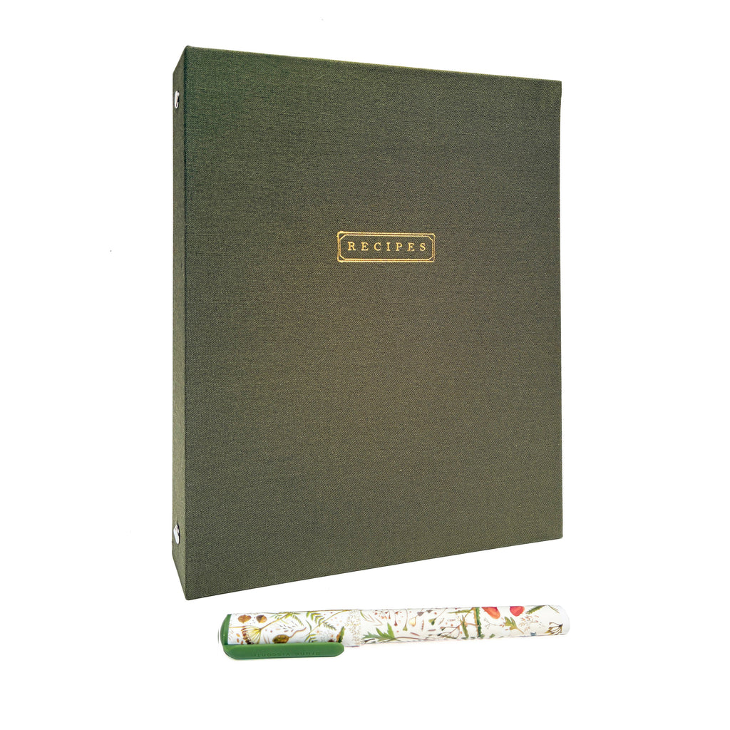 Olive Green Linen Recipes Binder by Studio Portmanteau – view 5