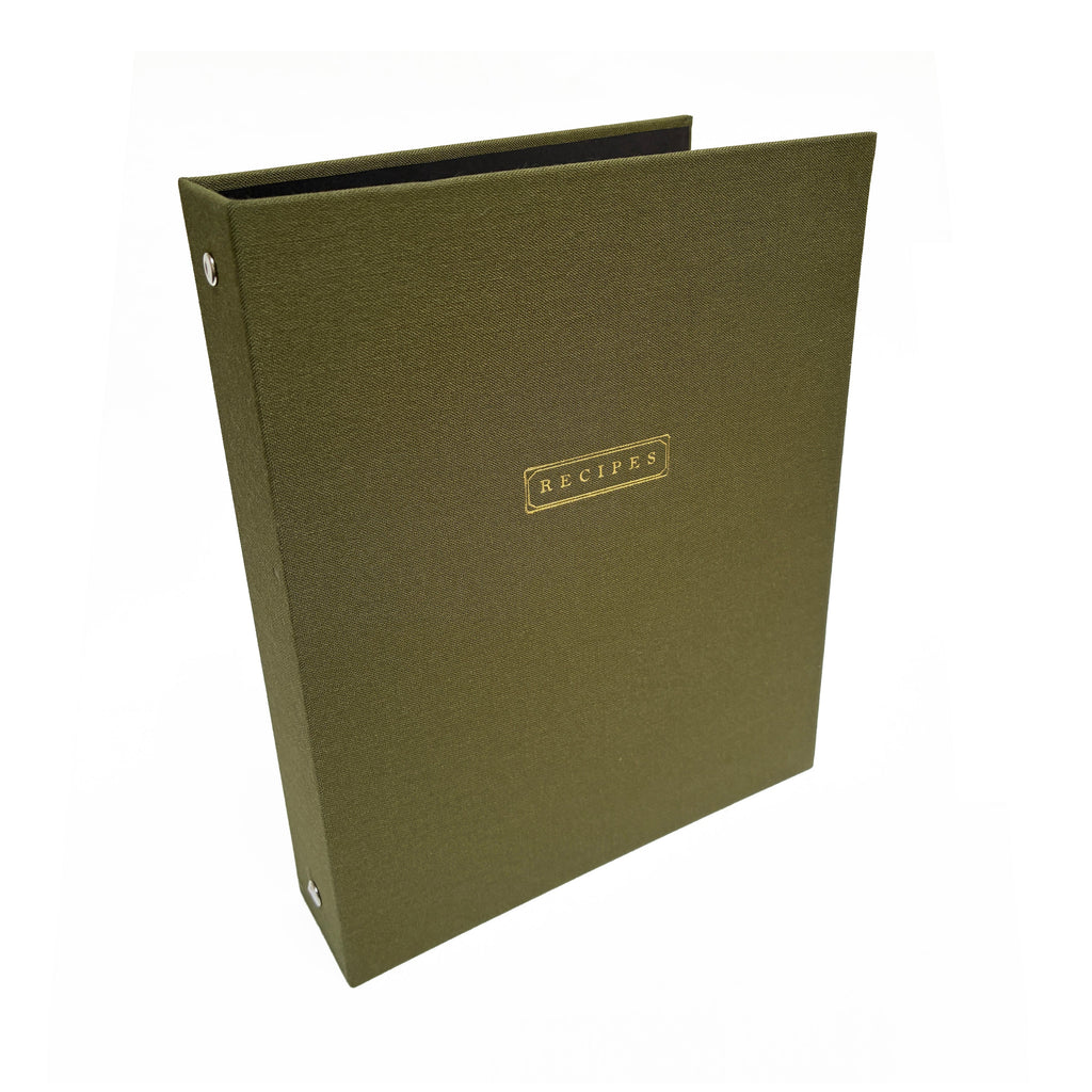 Olive Green Linen Recipes Binder by Studio Portmanteau – view 4