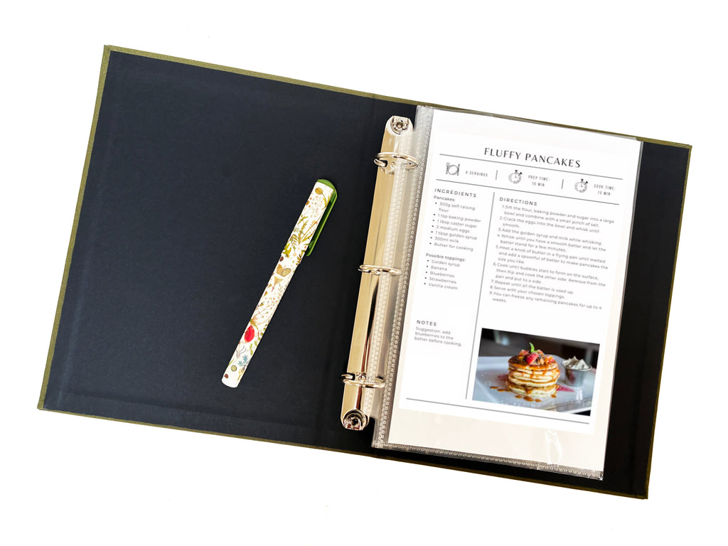 Olive Green Linen Recipes Binder by Studio Portmanteau – view 3