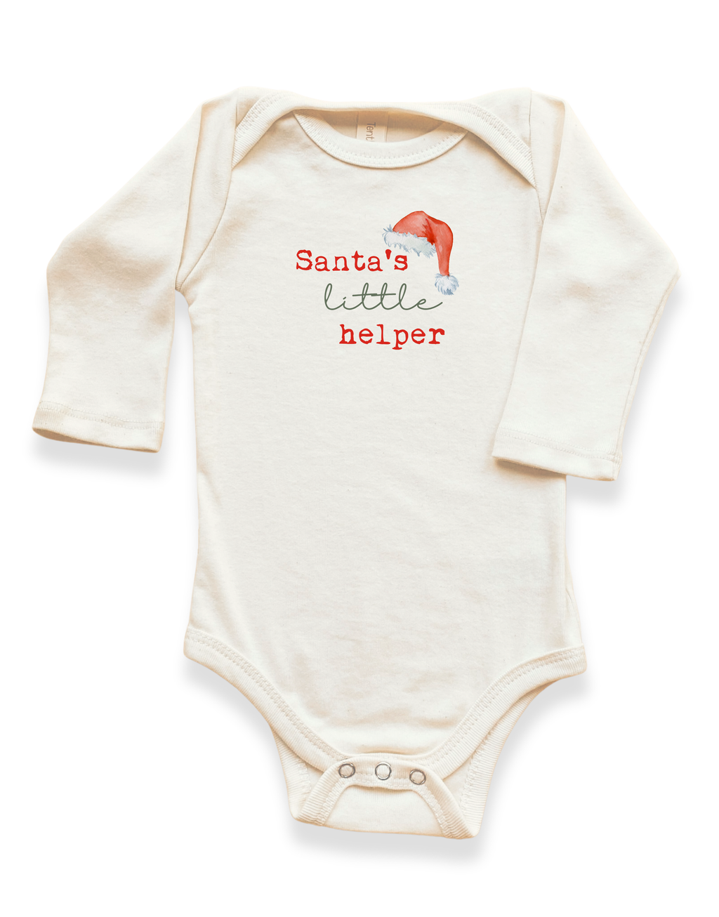 Santa's Little Helper Organic Bodysuit Long Sleeve by Tenth & Pine