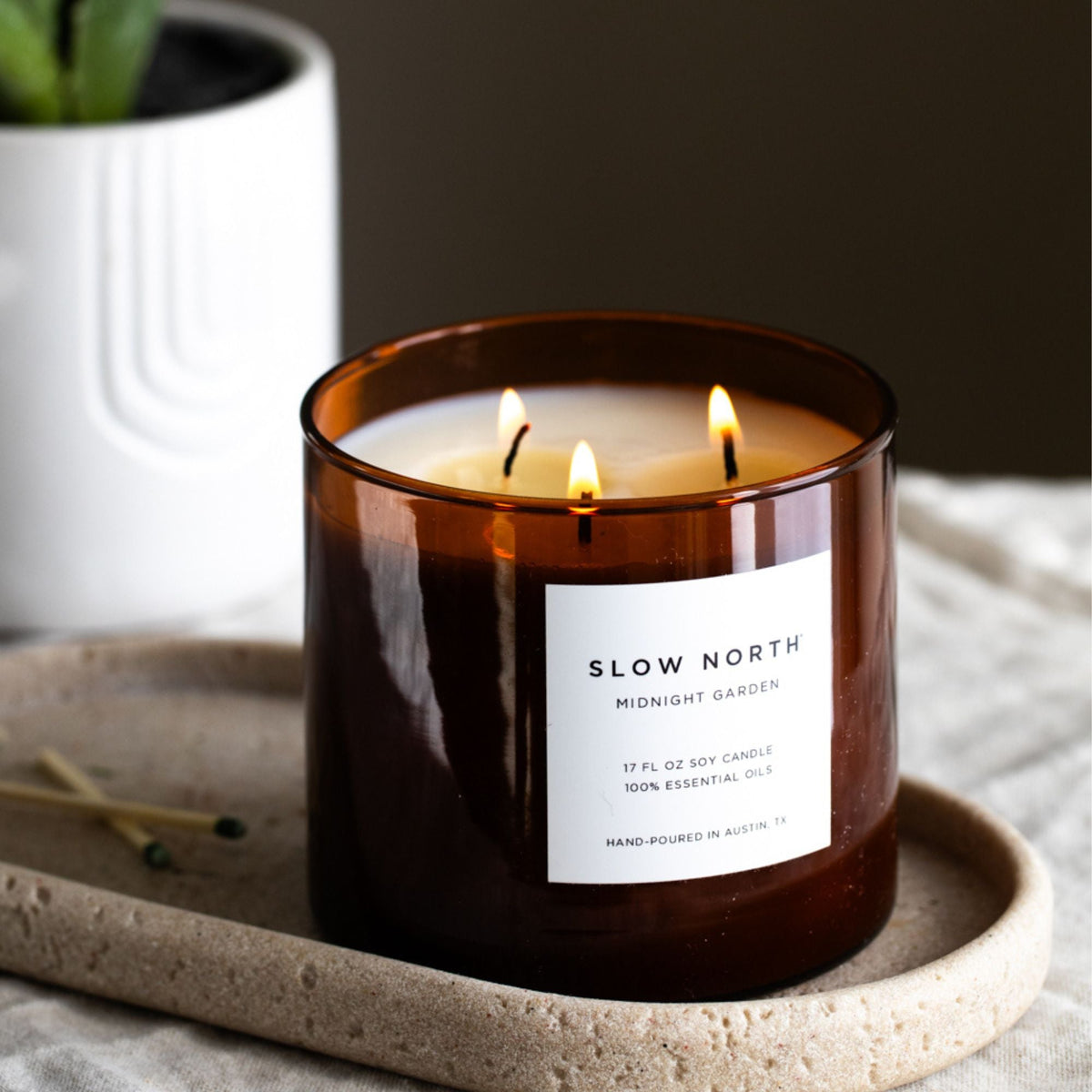 Midnight Garden (Lavender + Rosemary + Geranium) - Signature 3-Wick Candle by Slow North – view 7