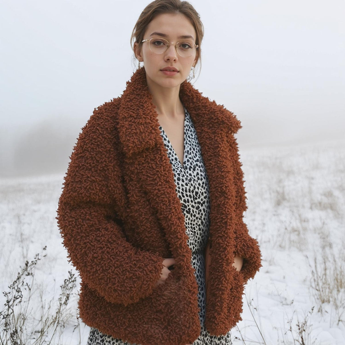 Pleione Curly Faux Fur Teddy Coat