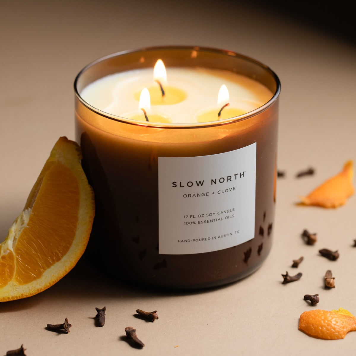 Orange + Clove - Signature 3-Wick Candle by Slow North – view 2