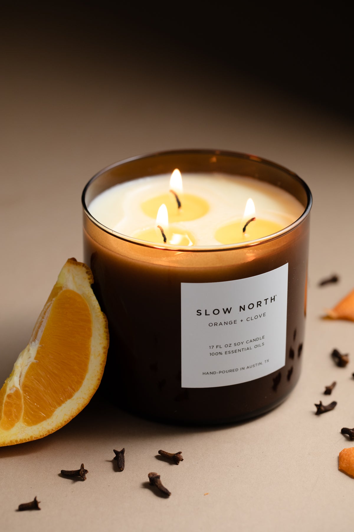 Orange + Clove - Signature 3-Wick Candle by Slow North – view 4