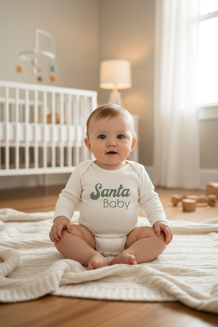 Santa Baby Organic Baby Bodysuit Long Sleeve by Tenth & Pine – view 17
