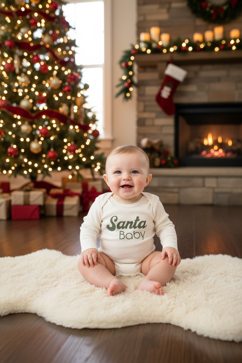 Santa Baby Organic Baby Bodysuit Long Sleeve by Tenth & Pine – view 3