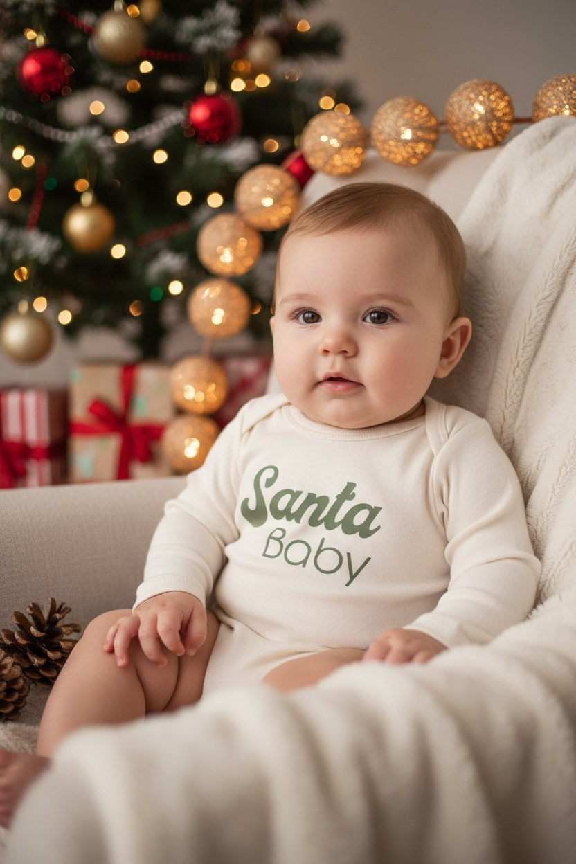 Santa Baby Organic Baby Bodysuit Long Sleeve by Tenth & Pine – view 15