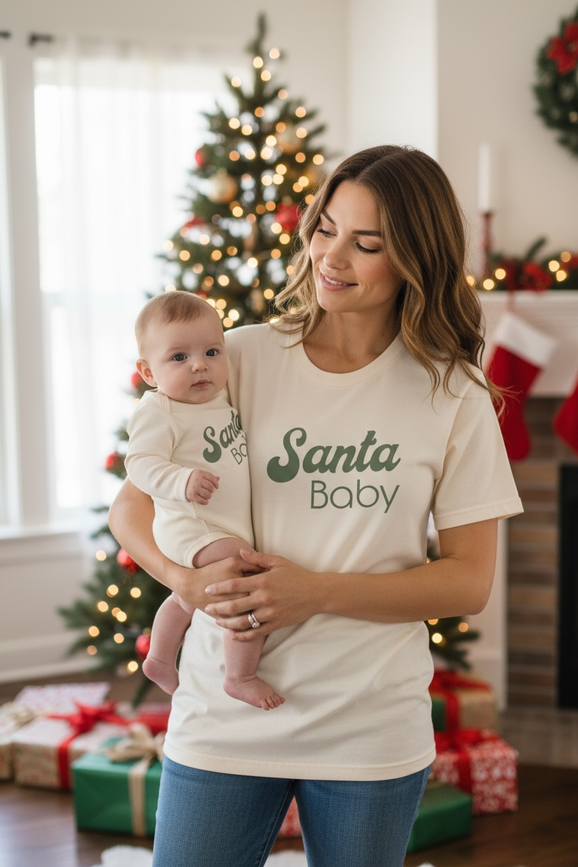 Santa Baby Organic Baby Bodysuit Long Sleeve by Tenth & Pine – view 16