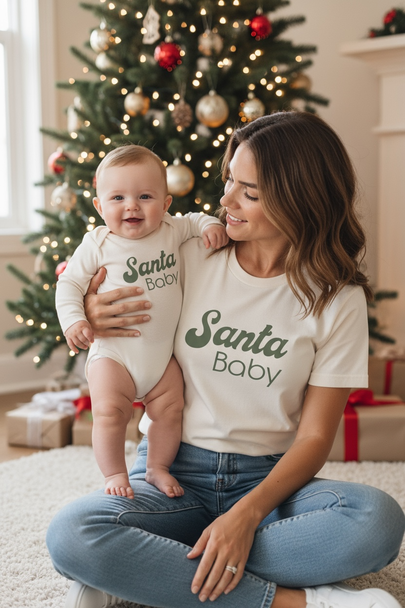 Santa Baby Organic Baby Bodysuit Long Sleeve by Tenth & Pine – view 13
