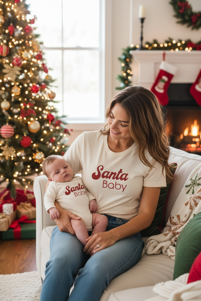 Santa Baby Organic Baby Bodysuit Long Sleeve by Tenth & Pine – view 14