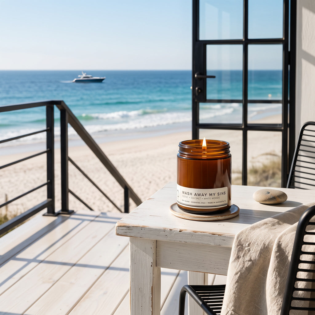 Wash Away My Sins Soy Blend Candle — Sea Salt, Water Lily & White Woods by Bia Candle Co – view 8