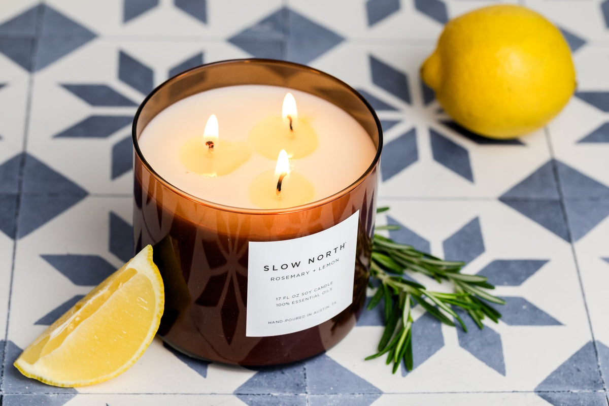 Rosemary + Lemon - Signature 3-Wick Candle by Slow North – view 4