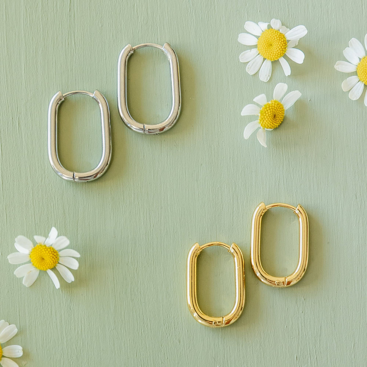 Rectangle Everyday Hoop Earrings by Sela Designs – view 6