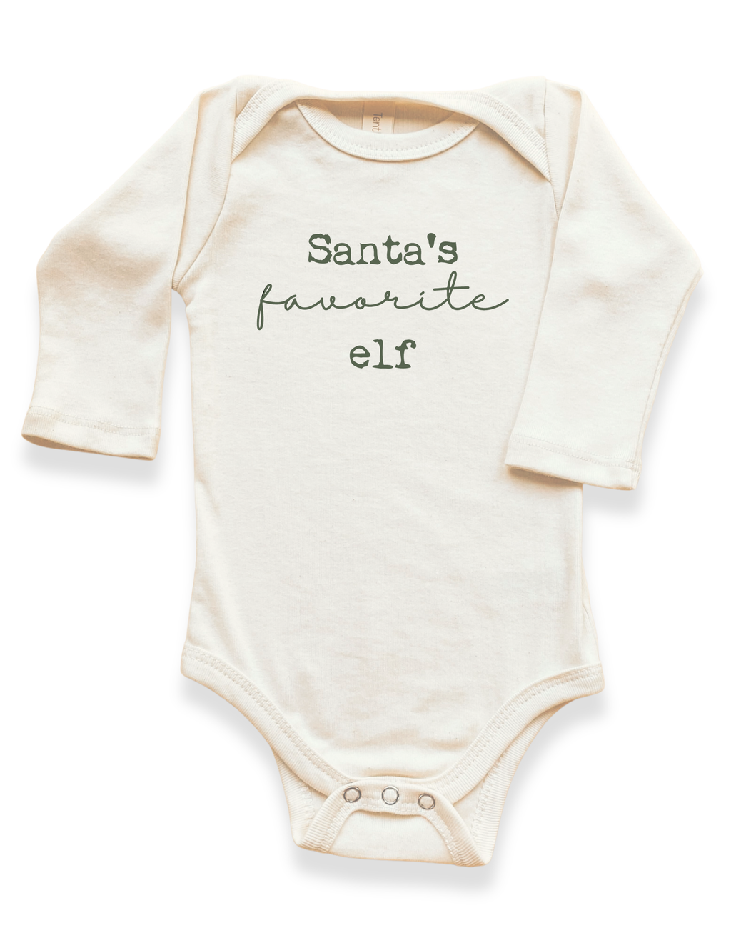 Santa's Favorite Elf Organic Baby Bodysuit Long Sleeve by Tenth & Pine – view 2