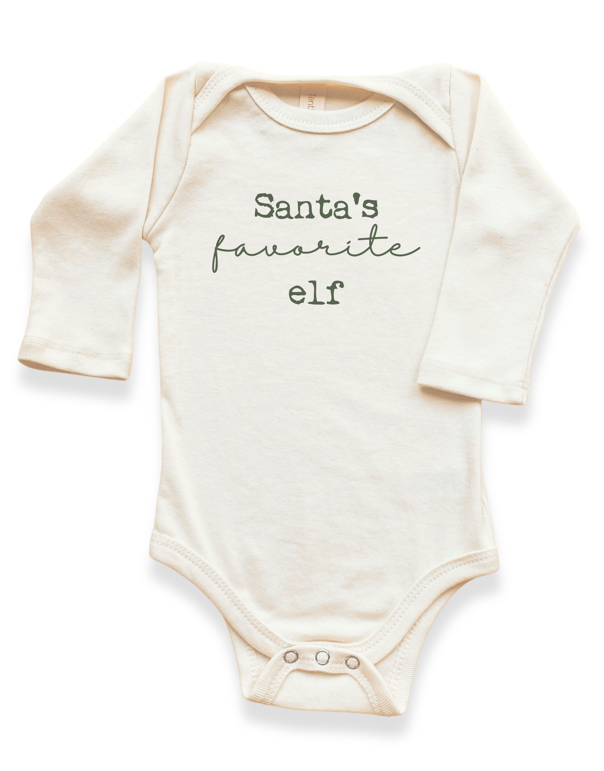 Santa's Favorite Elf Organic Baby Bodysuit Long Sleeve by Tenth & Pine – view 2