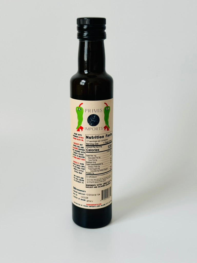 Spicy Green Chili Infused Olive Oil – Baklouti & Jalapeño Co-Milled by Primis Imports – view 3