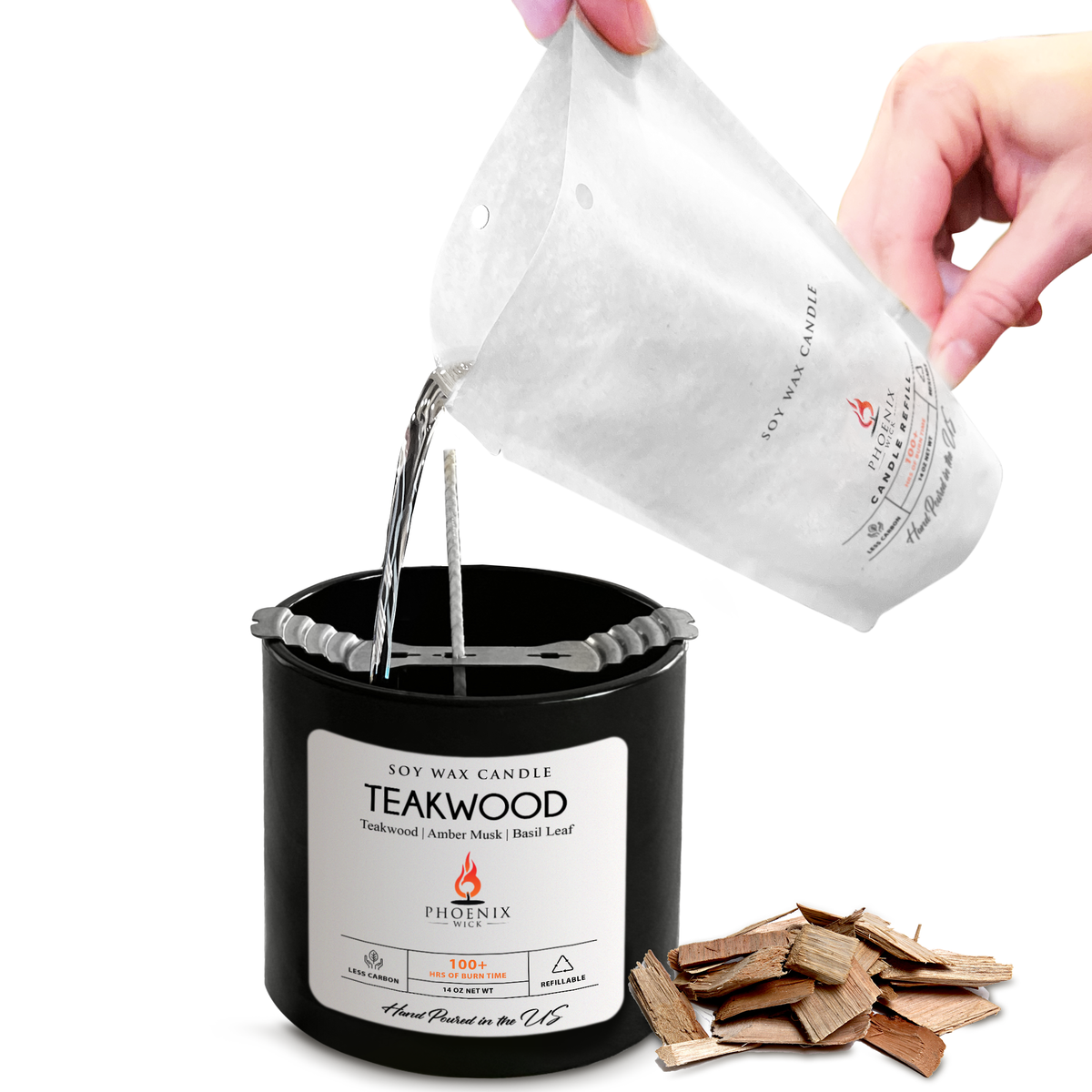 Teakwood - Candle-Making Kit + Jar by Phoenix Wick