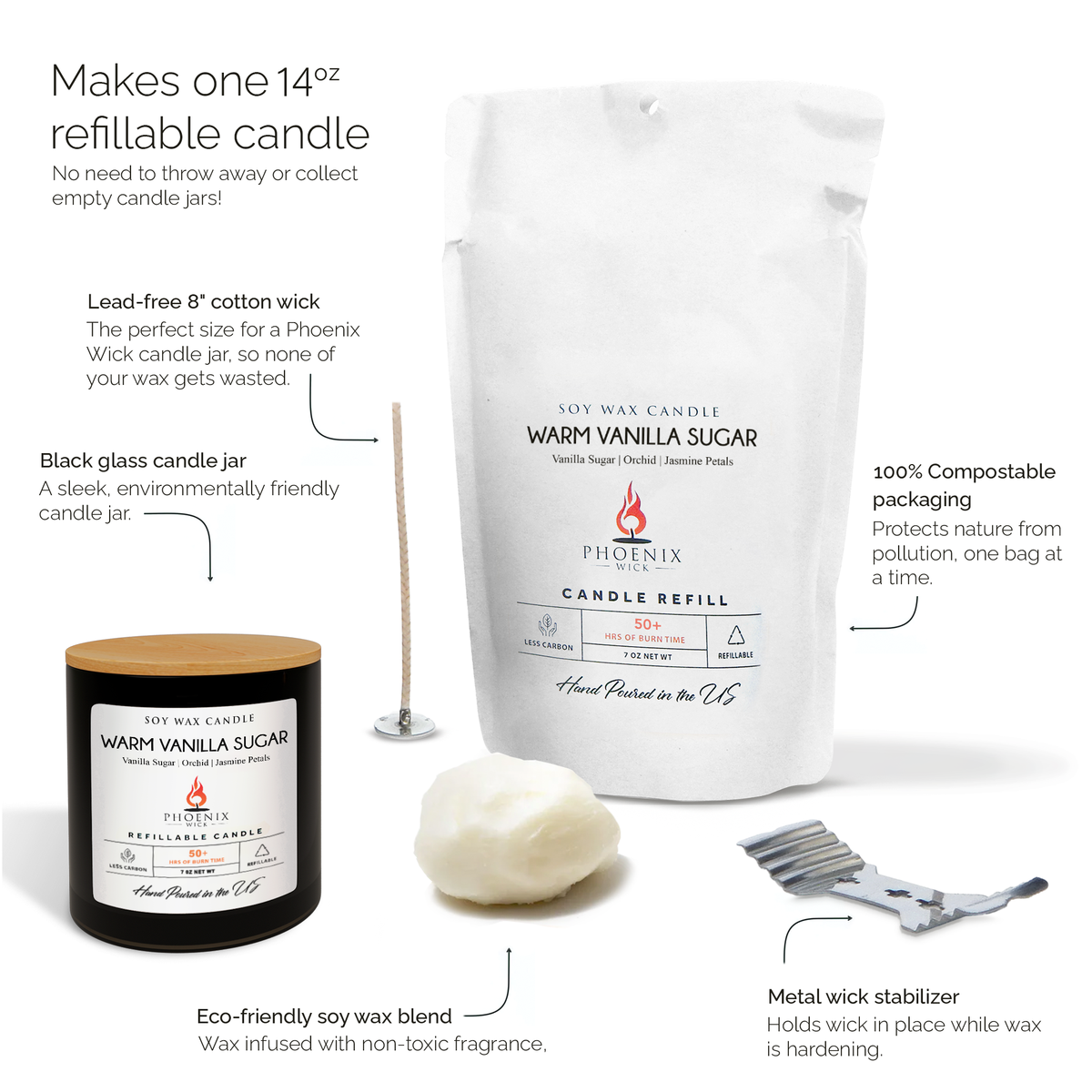 Warm Vanilla Sugar - Candle-Making Kit + Jar by Phoenix Wick – view 11