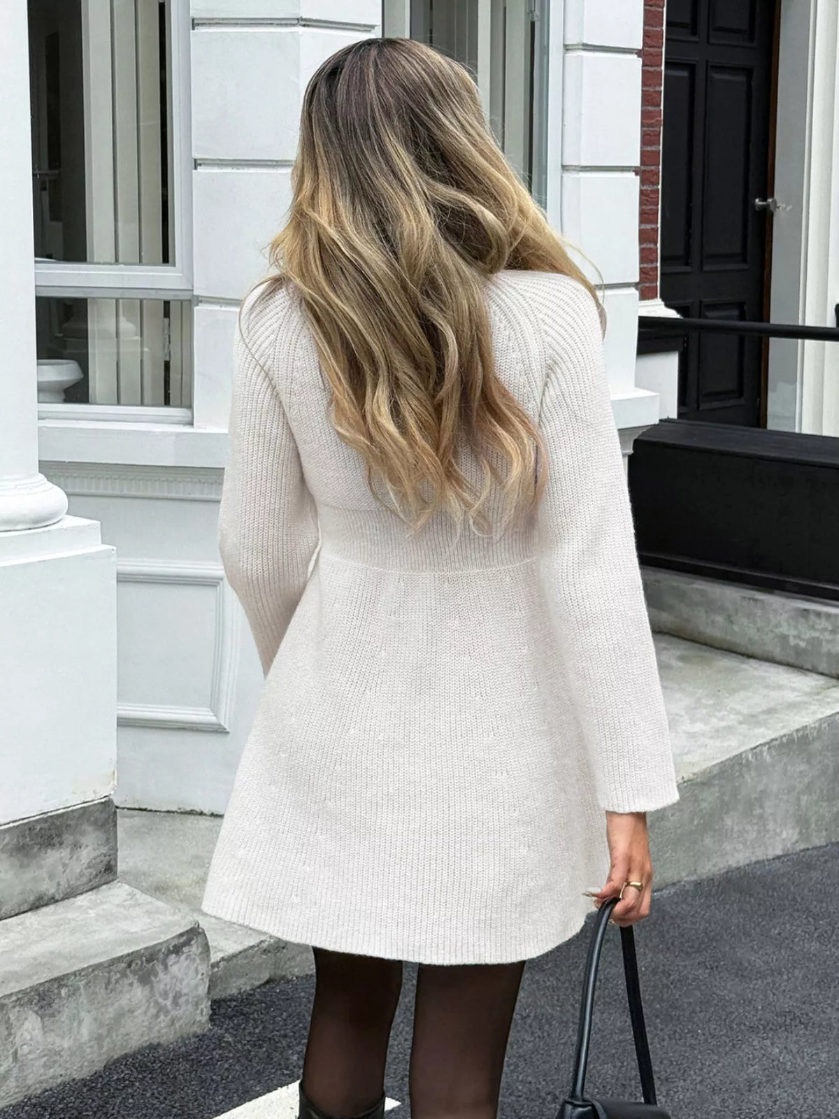 Button-Down Knitted Sweater Dress by Fashioned Flair – view 9