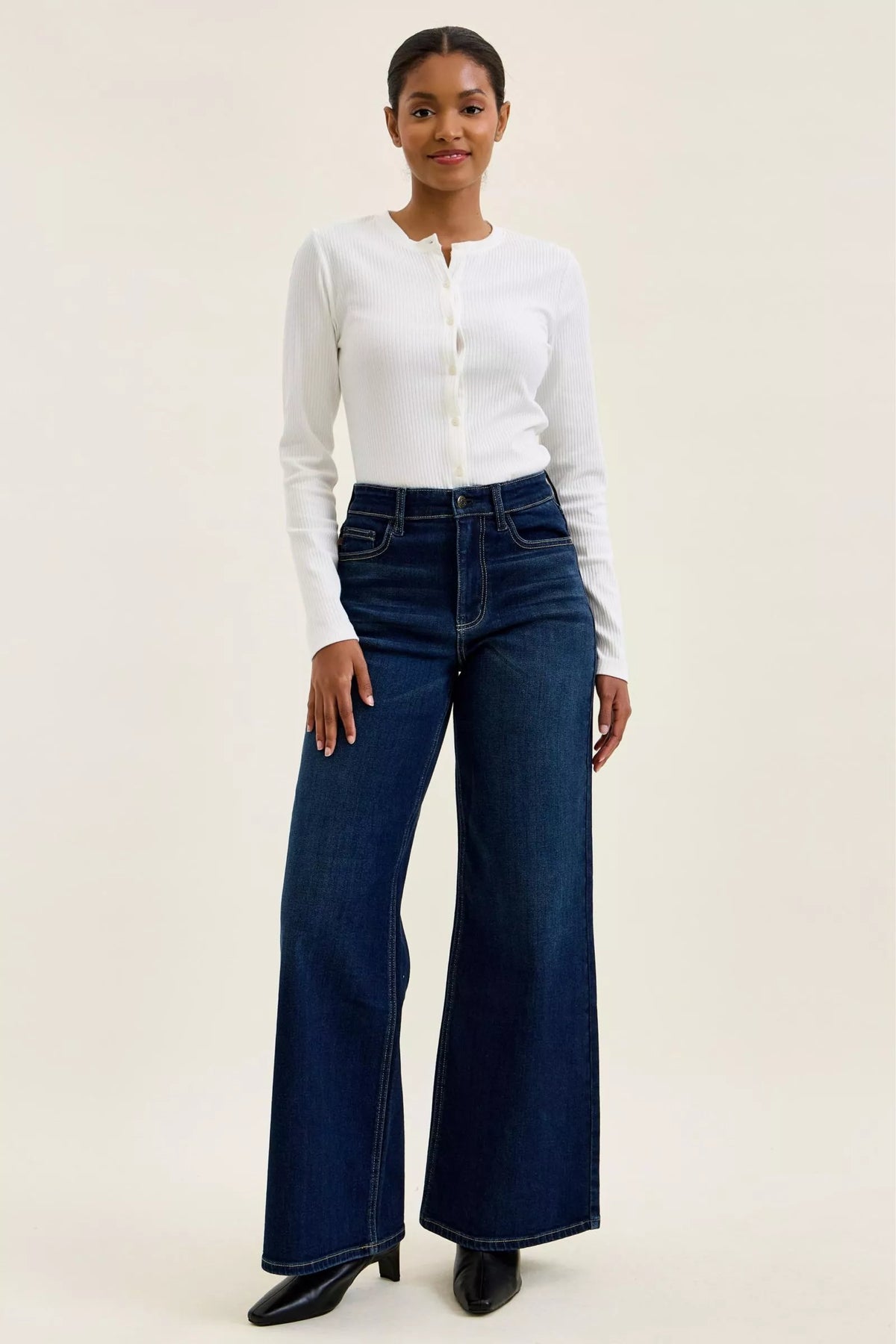 Judy Blue High-Waisted Wide-Leg Dark Wash Jeans – view 6