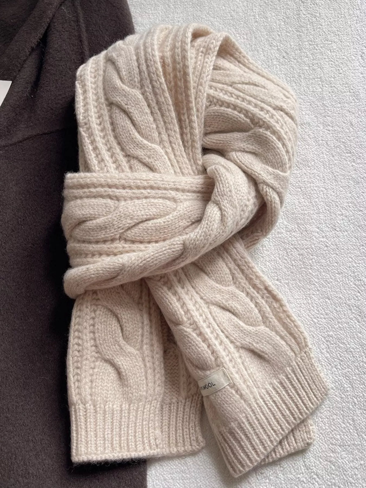 Wool Cable Knit Winter Scarf – view 7