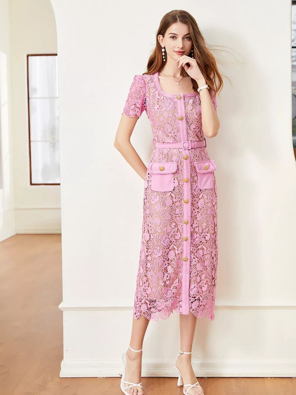 Lace Button-Up Midi Dress by Brocade – view 8