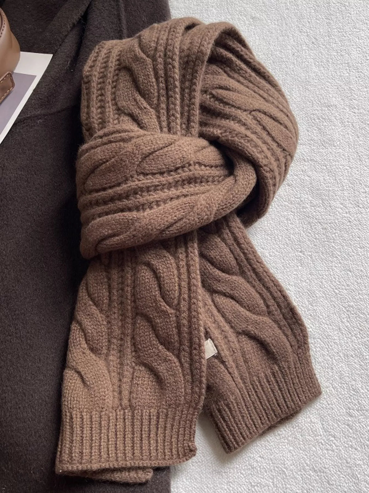 Wool Cable Knit Winter Scarf – view 5