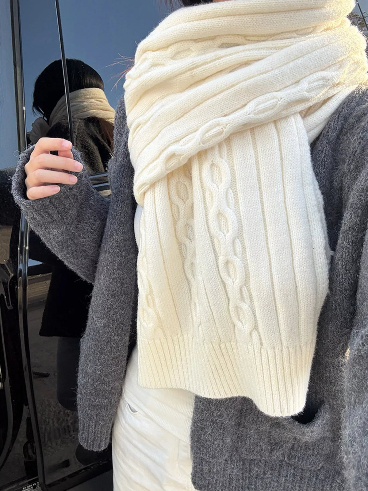 Textured Knit Winter Scarf – view 7