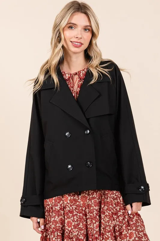Mittoshop Double Breasted Long Sleeve Trench Coat Jacket – view 2