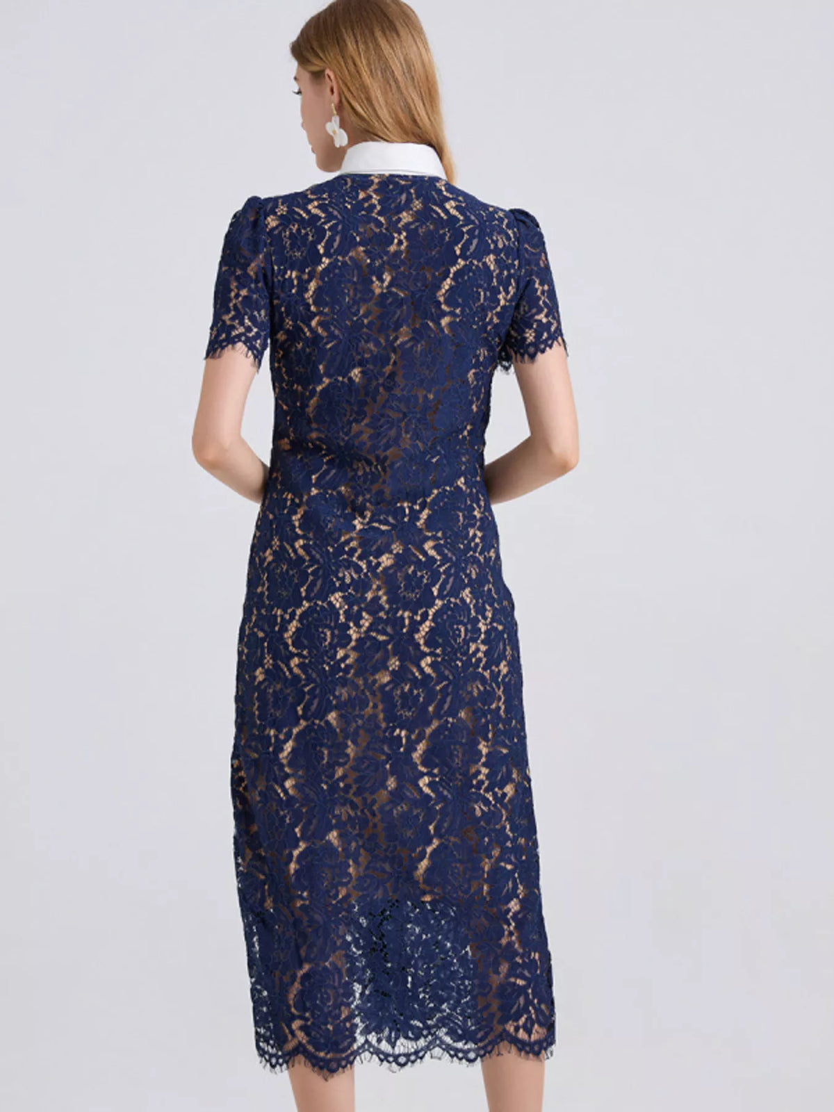Lace Button-Down Midi Dress by Brocade – view 6