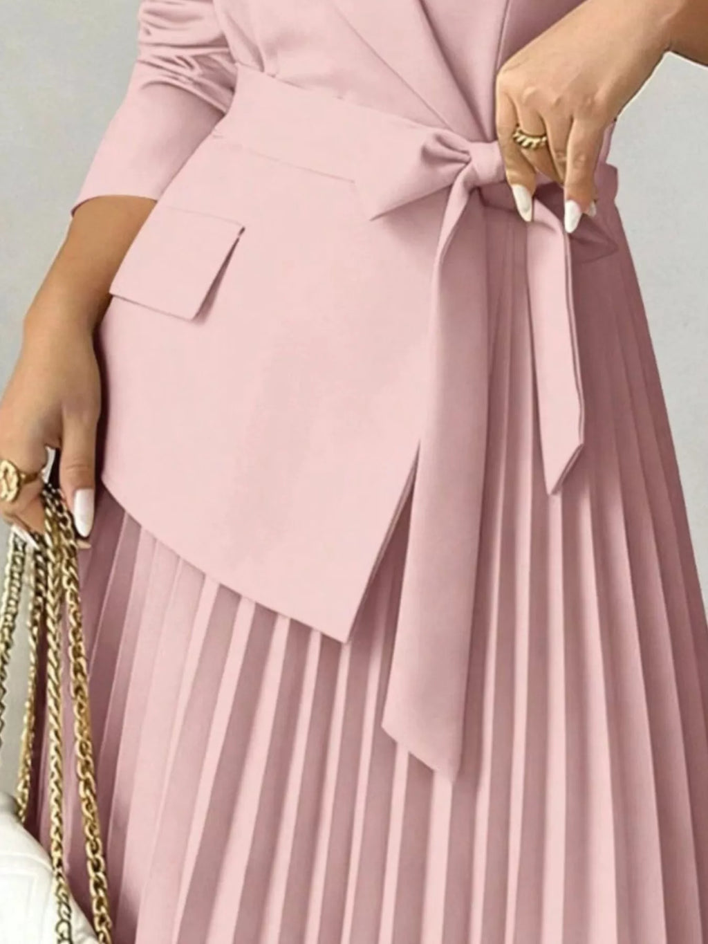 Blazer-Style Pleated Midi Dress by Ilvira – view 3