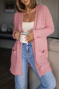 Open Front Soft Fuzzy Ribbed Sweater Cardigan by SYNZ – view 3