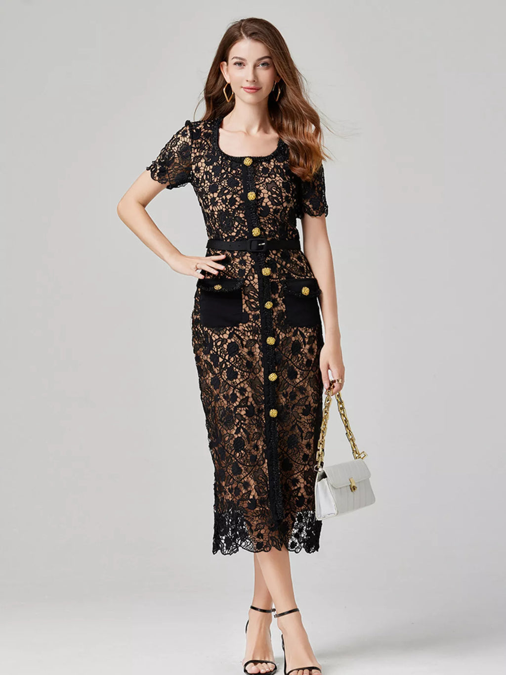 Lace Button-Up Midi Dress by Brocade – view 4