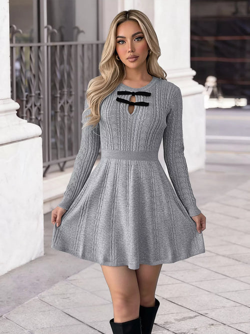 Cable Knit A-Line Sweater Dress by Perfee – view 2