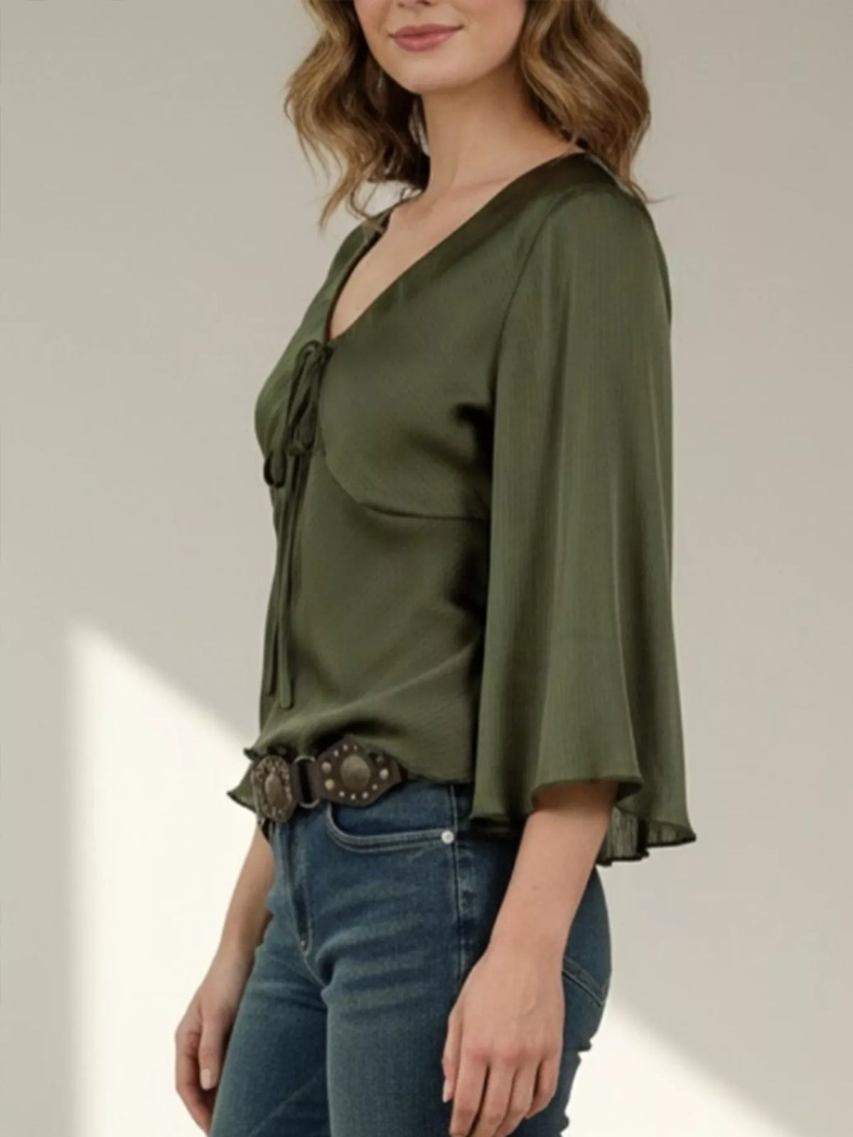 Satin Tie-Front Blouse by Shake Shake – view 2