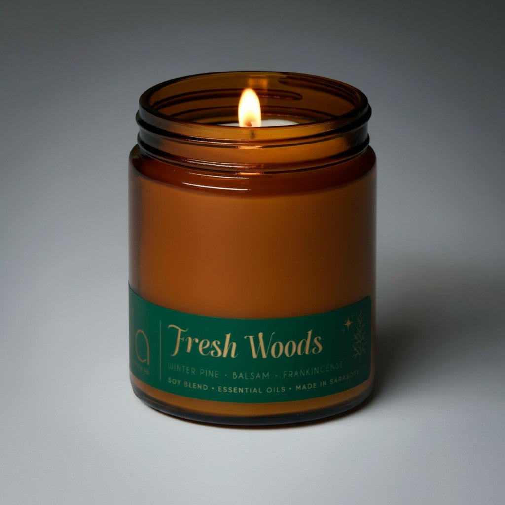 Fresh Woods Ltd Edition Soy Blend Candle — Christmas Tree, Pine & Balsam by Bia Candle Co